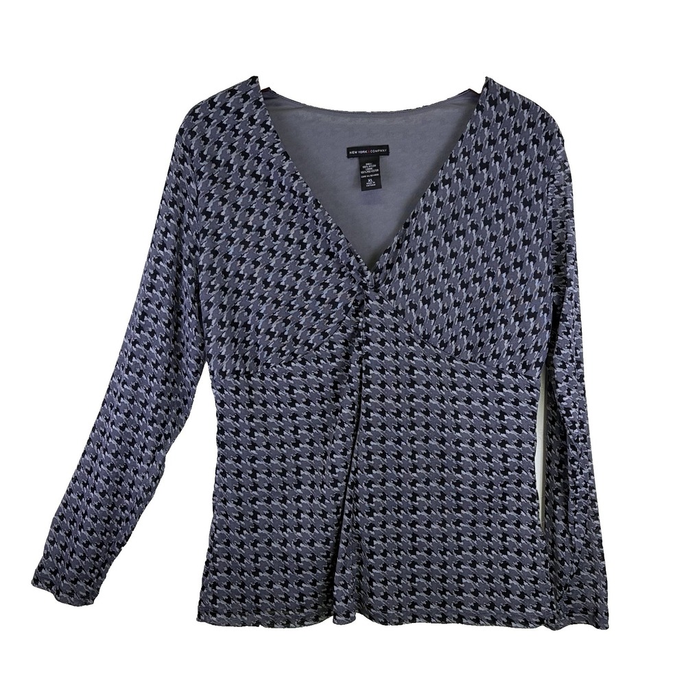 New York & Co. Woman's Babydoll Blouse Size XL Gray Whimsigoth Y2K Career Office